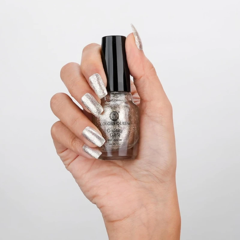 Colors Queen Galaxy Glitz Nail Lacquer | Glossy Nail Polish | Long Lasting | Chip Resisting Formula, Effortless Application | Vegan and Cruelty Free (107 - Cloud 9, 17ml) thumbnail 2